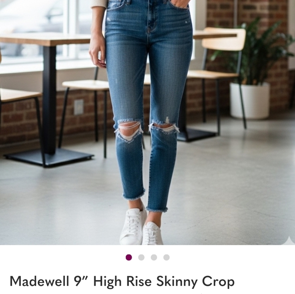 Madewell High Rise Distressed Blue Jeans, 30